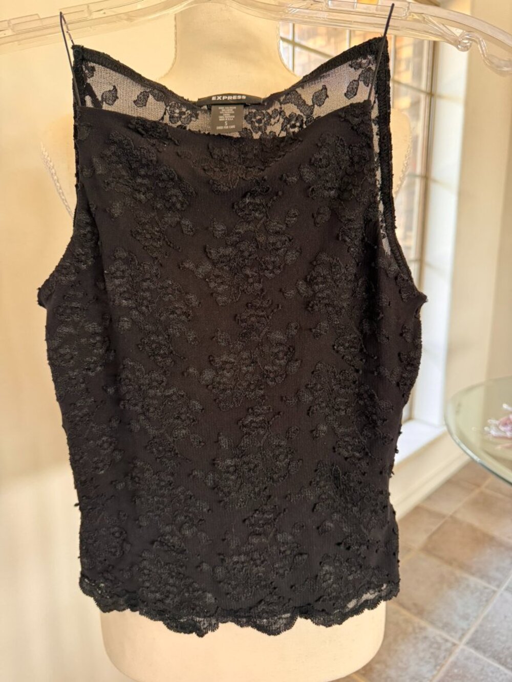Express, black lace top, Size Small